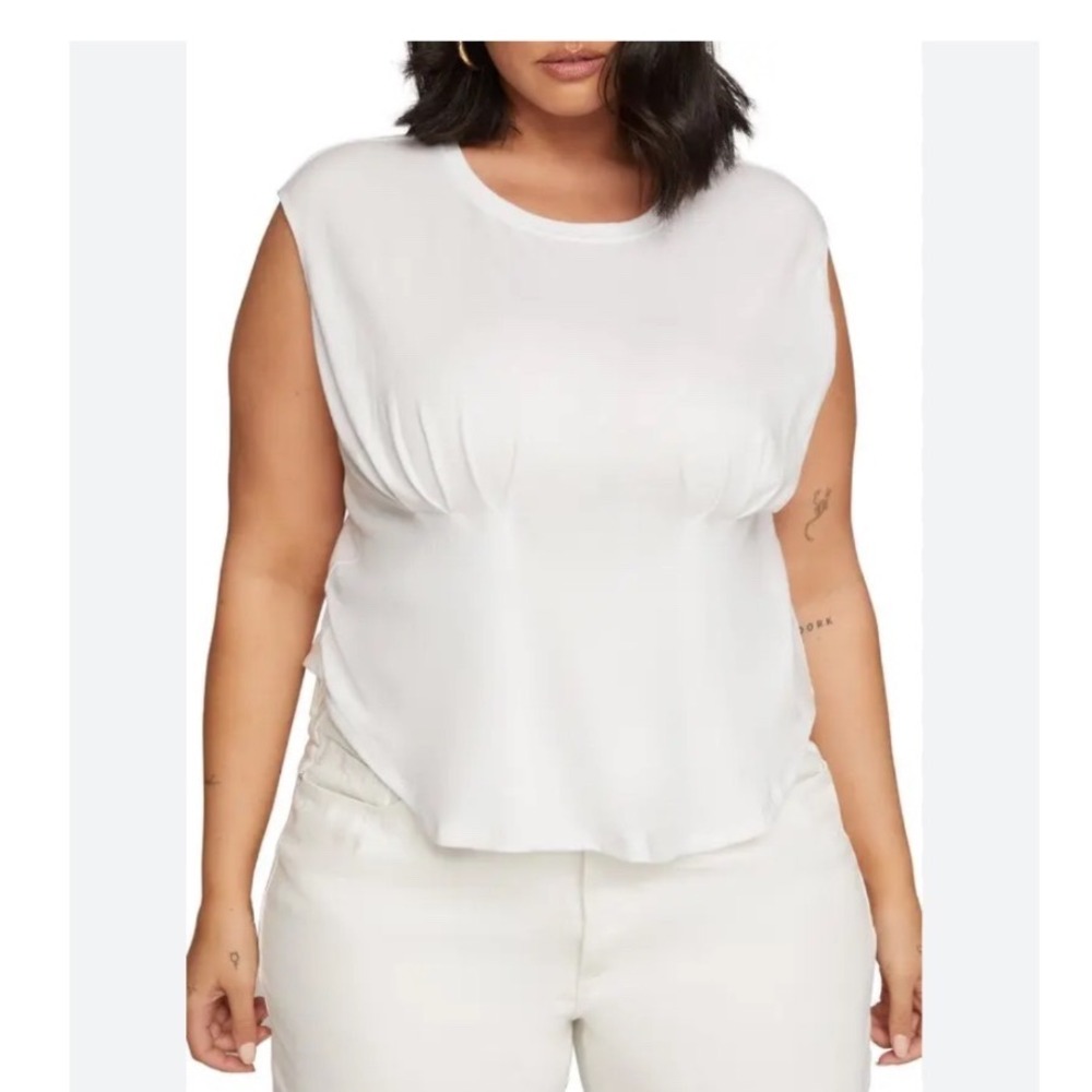 Good American Corsetted Tee White 3XL Sleeveless Sculpted Waist NWT